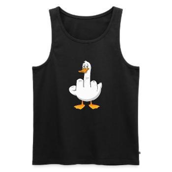 Middle Finger Duck Cheeky Duck with Humor - Men's Premium Organic Tank Top - black - Front - Michal (187cm)