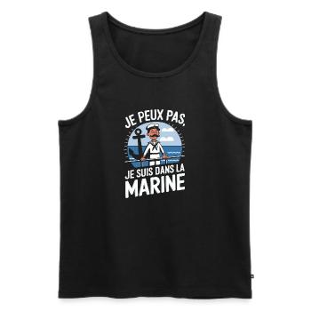 Je peux pas je suis dans la Marine - Débardeur bio Premium Homme - noir - Devant - Michal (187cm)