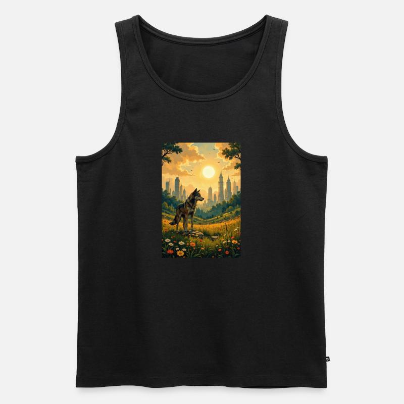 Das Bild des Wolfes - Männer Premium Bio Tank Top - Schwarz