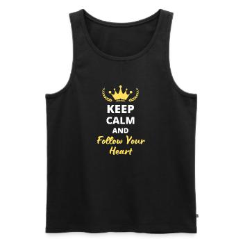 “Keep Calm and Follow Your Heart” - Motivant - Débardeur bio Premium Homme - noir - Devant - AI Model Male 178 light (178cm)