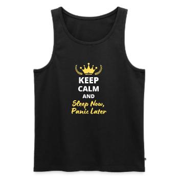 Keep Calm and Sleep Now, Panic Later - Débardeur bio Premium Homme - noir - Devant - AI Model Male 178 light (178cm)