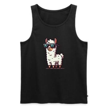 lama sonnenbrille cool - Männer Premium Bio Tank Top - Schwarz - Vorne - AI Model Male 178 light (178cm)