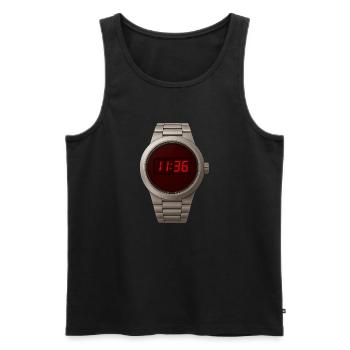 Coole Digitaluhr im Edelstahlgehäuse mit roten LED - Männer Premium Bio Tank Top - Schwarz - Vorne - Michal (187cm)
