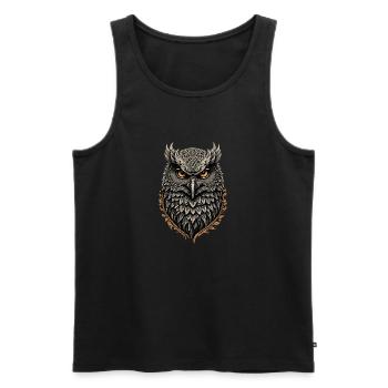 Eule - Männer Premium Bio Tank Top - Schwarz - Vorne - AI Model Male 178 light (178cm)