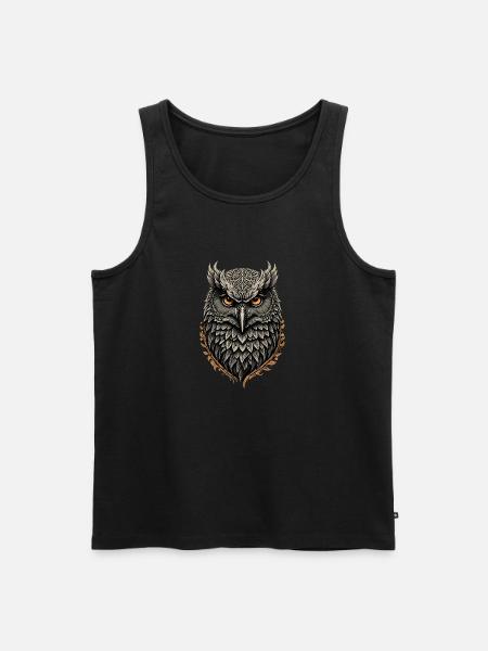Eule - Männer Premium Bio Tank Top - Schwarz