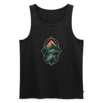 Geometrische Alpen Berge - Heilige Berggeometrie - Männer Premium Bio Tank Top - Schwarz - Vorne - Michal (187cm)