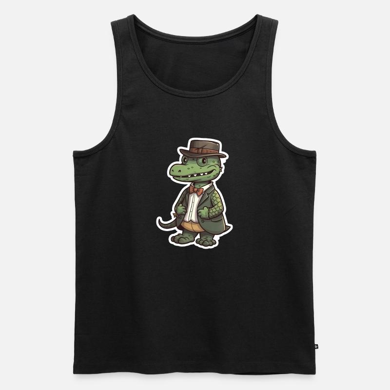Ein süßes Krokodil mit Fliege - Männer Premium Bio Tank Top - Schwarz