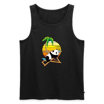 Baby panda bear relaxing on the deck chair - Men's Premium Organic Tank Top - black - Front - Michal (187cm)
