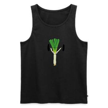 Lauch,sportler, fitness,gewichte heben, sport - Männer Premium Bio Tank Top - Schwarz - Vorne - AI Model Male 178 light (178cm)