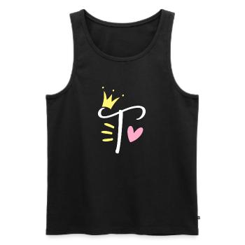 Buchstabe T Anfangsbuchstabe Krone - Männer Premium Bio Tank Top - Schwarz - Vorne - AI Model Male 178 light (178cm)