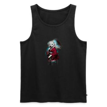 geisha hund, hund als geisha, anime,geisha,hund - Männer Premium Bio Tank Top - Schwarz - Vorne - Michal (187cm)