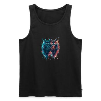 Tinte,Eulen,illustration,malerei,graffiti,Eule - Männer Premium Bio Tank Top - Schwarz - Vorne - AI Model Male 178 light (178cm)