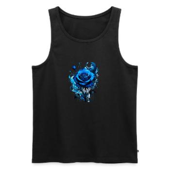 ink, blue rose, illustration, painting, graffiti - Men's Premium Organic Tank Top - black - Front - AI Model Male 178 light (178cm)