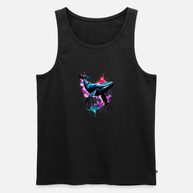 Wal, illustration,bunt,graffiti,bunt,splash - Männer Premium Bio Tank Top - Schwarz