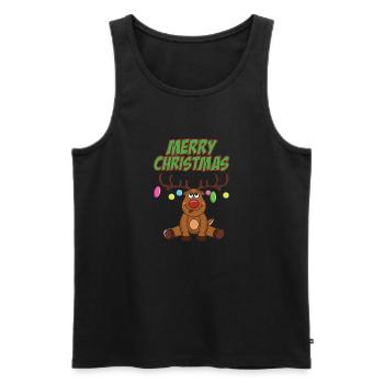 Funny reindeer Christmas Christmas Xmas - Men's Premium Organic Tank Top - black - Front - Michal (187cm)