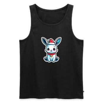 Illustration de Noël lapin - Débardeur bio Premium Homme - noir - Devant - Michal (187cm)