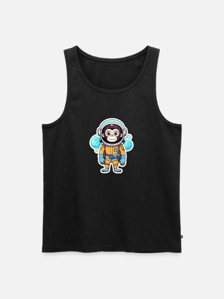 Monkey Astronaut Illustration - Men's Premium Organic Tank Top - black