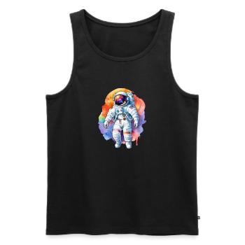Aquarelle d’astronaute Aquarelle - Débardeur bio Premium Homme - noir - Devant - Michal (187cm)