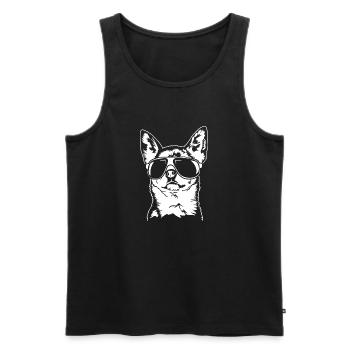 Chihuahua cool avec lunettes de soleil chiens Wilsigns - Débardeur bio Premium Homme - noir - Devant - Michal (187cm)