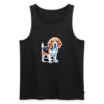 Beagle Wasserfarben - Männer Premium Bio Tank Top - Schwarz - Vorne - AI Model Male 178 light (178cm)