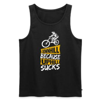 Downhill Because Uphill Sucks MTB Fahradfahrer Ber - Männer Premium Bio Tank Top - Schwarz - Vorne - AI Model Male 178 light (178cm)