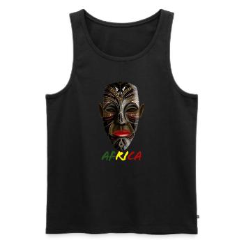 Masque africain - Débardeur bio Premium Homme - noir - Devant - AI Model Male 178 light (178cm)
