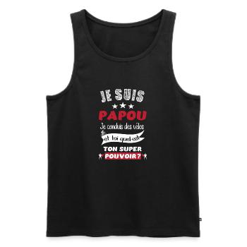 je suis papou vélo maillot cyclisme grand-père - Débardeur bio Premium Homme - noir - Devant - Michal (187cm)