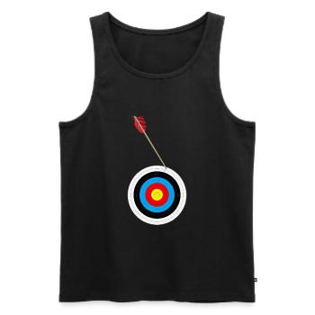 Flèche sur la cible - Débardeur bio Premium Homme - noir - Devant - AI Model Male 178 light (178cm)