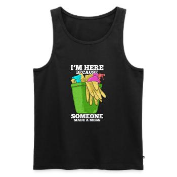 Ich bin hier, weil jemand ein Chaos angerichtet ha - Männer Premium Bio Tank Top - Schwarz - Vorne - AI Model Male 178 light (178cm)