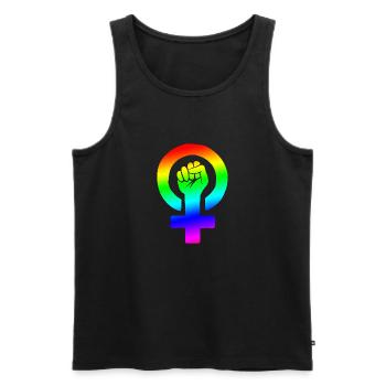 Rainbow Feminist Fist - Men's Premium Organic Tank Top - black - Front - Michal (187cm)