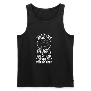 Kein Mythos mich gibt es nur wenn ihr Bier da habt - Männer Premium Bio Tank Top - Schwarz - Vorne - Michal (187cm)