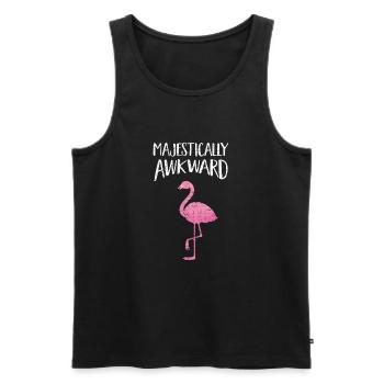 Majestically Awkward - Pink Flamingo Illustration - Men's Premium Organic Tank Top - black - Front - AI Model Male 178 light (178cm)