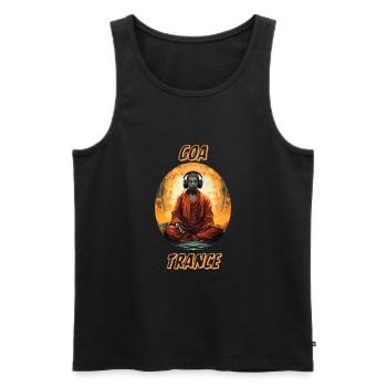 Goa Trance und Psytrance Buddhist mit Headphones - Männer Premium Bio Tank Top - Schwarz - Vorne - AI Model Male 178 light (178cm)