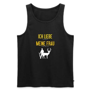 JD - Jäger Shirts - Ich liebe es wenn mich meine - Männer Premium Bio Tank Top - Schwarz - Vorne - AI Model Male 178 light (178cm)