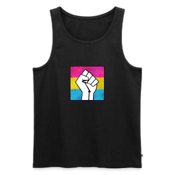Pansexueller Stolz Faust Aufkleber - Männer Premium Bio Tank Top - Schwarz - Vorne - Michal (187cm)
