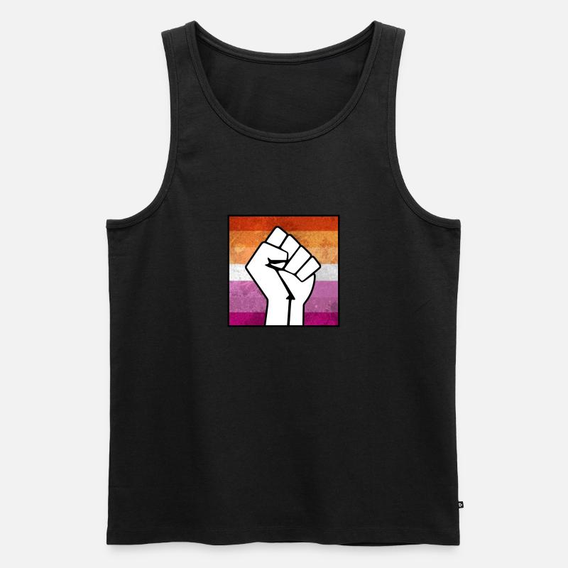 Lesbischer Stolz Faust Aufkleber - Männer Premium Bio Tank Top - Schwarz