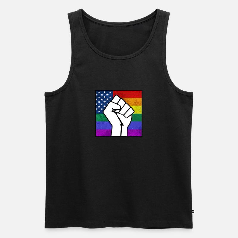 Regenbogen USA Pride Faust Aufkleber - Männer Premium Bio Tank Top - Schwarz