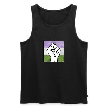 Genderqueer Pride Faust Aufkleber - Männer Premium Bio Tank Top - Schwarz - Vorne - Michal (187cm)