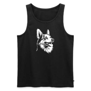 Corgi - Fan de chien - Débardeur bio Premium Homme - noir - Devant - AI Model Male 178 light (178cm)