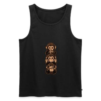Drei Affen Bedeutung Loyalität Zivilcourage - Männer Premium Bio Tank Top - Schwarz - Vorne - AI Model Male 178 light (178cm)