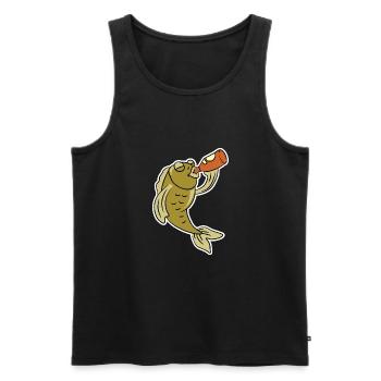 Fishing Beer Hobby Drinking Fish Birthday Gift - Men's Premium Organic Tank Top - black - Front - AI Model Male 178 light (178cm)