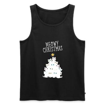 Funny Meowy Christmas Cat Tree Xmas - Men's Premium Organic Tank Top - black - Front - AI Model Male 178 light (178cm)
