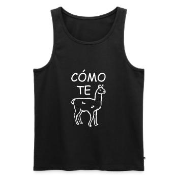 Cómo Te Llamas? Alpaka Lama Sprüche - Männer Premium Bio Tank Top - Schwarz - Vorne - AI Model Male 178 light (178cm)