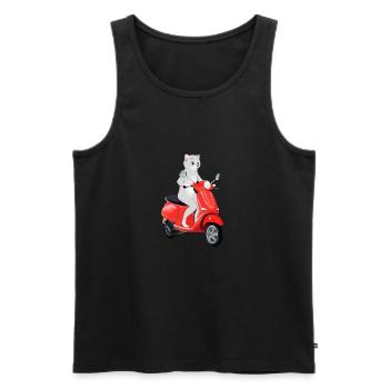 Scooter cat - Cat riding a red scooter - Men's Premium Organic Tank Top - black - Front - AI Model Male 178 light (178cm)