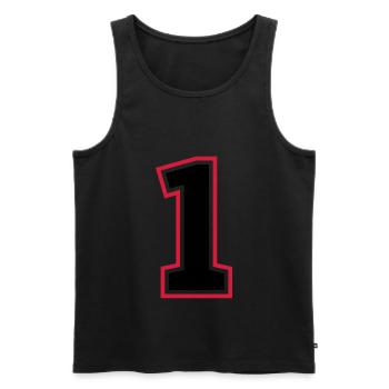 1 number - Men's Premium Organic Tank Top - black - Front - AI Model Male 178 light (178cm)