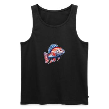 USA Perch Fishing Tshirt - Men's Premium Organic Tank Top - black - Front - Michal (187cm)