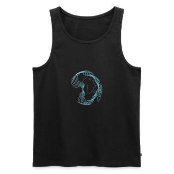 Idée de cadeau Afrique art africain filaire - Débardeur bio Premium Homme - noir - Devant - AI Model Male 178 light (178cm)
