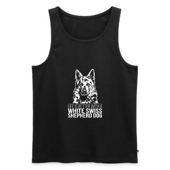 WHITE SWISS SHEPHERD DOG life is better Wilsigns - Männer Premium Bio Tank Top - Schwarz - Vorne - Michal (187cm)