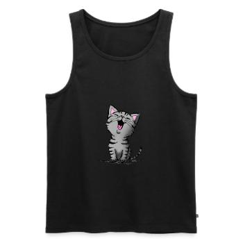 Chat mignon - Débardeur bio Premium Homme - noir - Devant - AI Model Male 178 light (178cm)