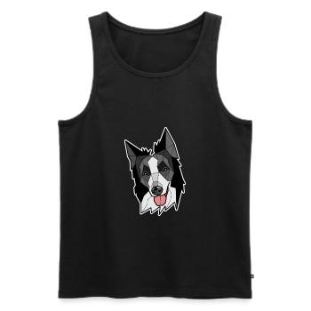 Border Collie - Noir et Blanc - Débardeur bio Premium Homme - noir - Devant - AI Model Male 178 light (178cm)